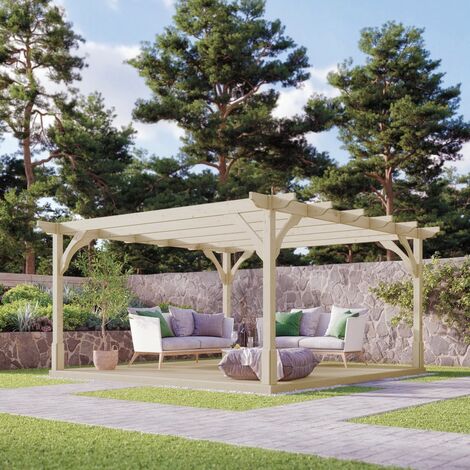 Premium Pergola and Decking Kit - Wood - L480 x W480 x H270 cm - Light Green
