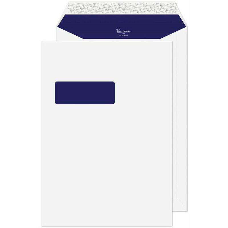 Blake - Pemium Pue Pocket Envelope C4 Peel and Seal Window 120gsm Supe White Wove - White