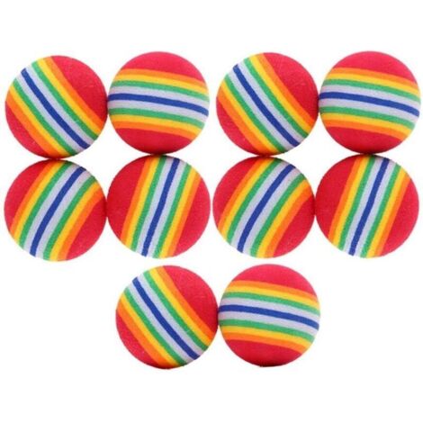 Premium Qualité 10 Pcs Chat Balle Jouet Pet Chaton Chien Chien Coloré Arc-en-Animal Jouets Chaton Activité Chase Jouer Multicolore Mousse Douce pour Cat Entertainment Training
