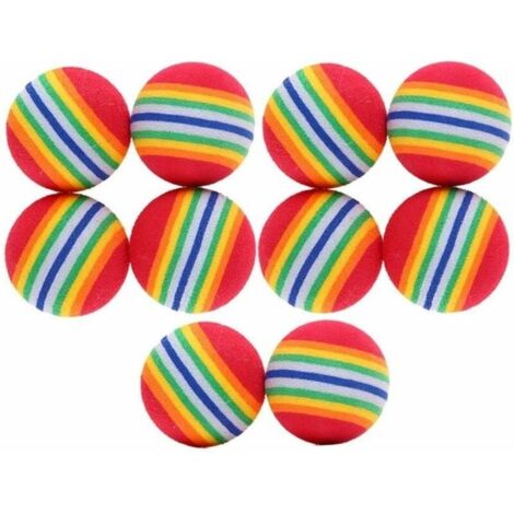 Premium Qualité 10 Pcs Chat Balle Jouet Pet Chaton Chien Chien Coloré Arc-en-Animal Jouets Chaton Activité Chase Jouer Multicolore Mousse Douce pour Cat Entertainment Training-LIAIKI