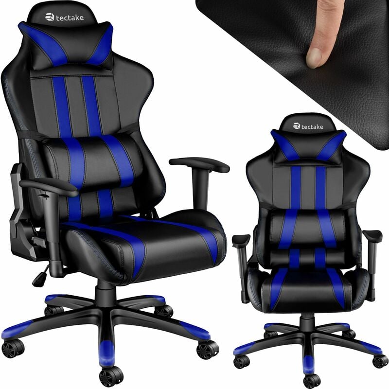Gaming chair premium - office chair, computer chair, ergonomic chair - black/blue
