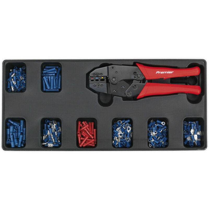 Loops - premium Ratchet Crimper & Assorted Insulated Terminal Set with Modular Tool Tray