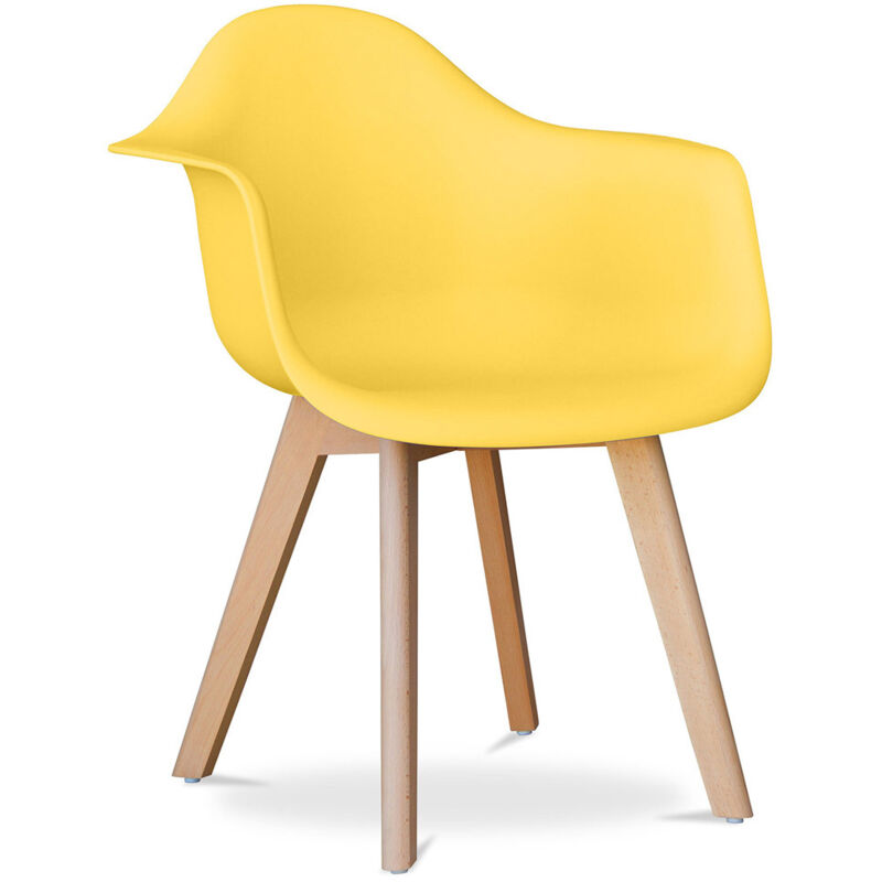 

Privatefloor - Silla de Comedor Escandinava de Diseño Premium - Dominic Amarillo Madera de Haya, PP