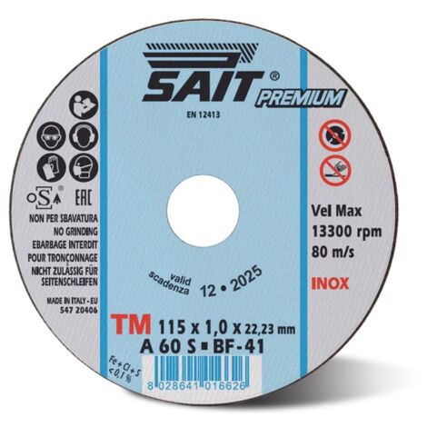 Premium-tm a 60 s mola da taglio piana per acciai e metalli d 115 mm