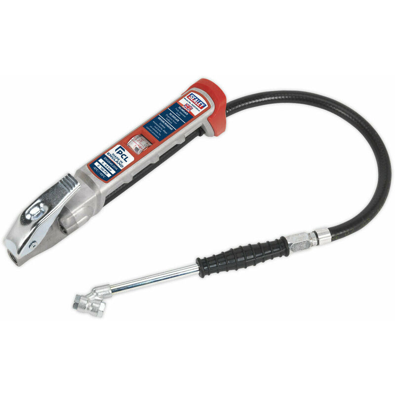Loops - Premium Tyre Inflator - Twin Push-On Connector - 240mm Long Reach Arm & Gauge