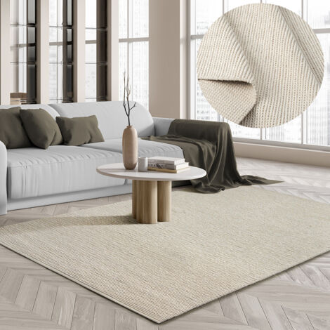 Premium Wool tapis laine style scandinave crème, 160 x 230 cm