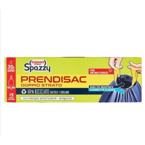 PRENDISAC 30LT 52X60 CON MANICI BLU/NERO