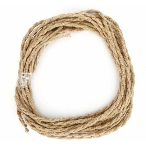 PRENFLE Prénfle Cable électrique Vintage Chanvre Corde torsadée Paire Fil électrique Cordon Cable Bricolage Accessoires pour Lustre lumière(5 Meters / 16.4ft)