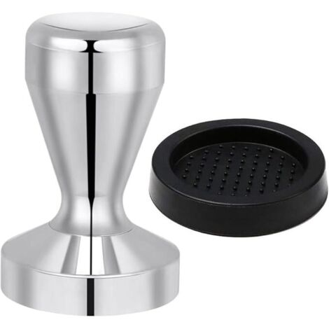 Prensa de café de acero inoxidable 430 de 51 mm, accesorio de cocina con almohadilla de silicona.