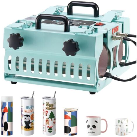 Prensa térmica para tazas de 32,5-89 cl, diámetro 75-85 mm, máquina de sublimación de 2 estaciones, calentamiento rápido y uniforme, dos pantallas independientes, para transferir imágenes a tazas