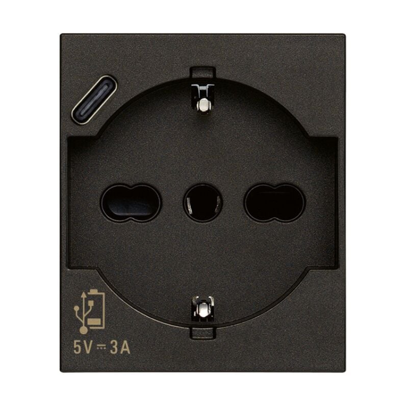 Vimar - Prise universelle 2p+e 16a usb-c 15w 3a noir - 30210.usbg