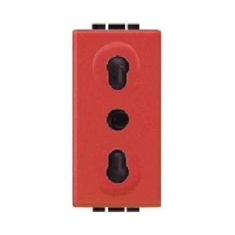 Presa 2P+T Bipasso Rossa Living International con interasse 19 mm e 26 mm e alveoli schermati