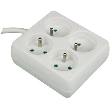 PRESA 4 VIE - QUADRA - CAVO 1,5 m - BIANCO - PRESA FRANCESE