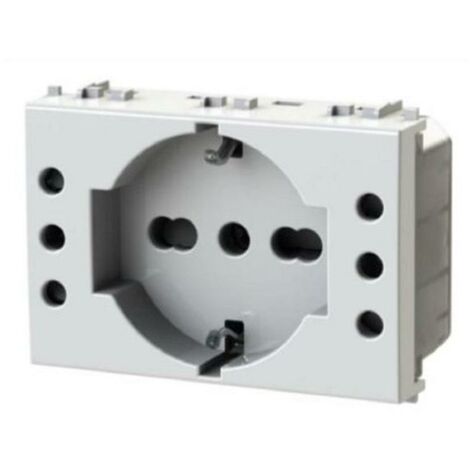 Presa 4box p503 presa schuko e due prese 10a vimar plana bianco- 4bp503.v14