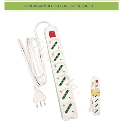 Presa a 5 uscite bipasso 2P/T 10/16A ed interrutore con spina 16A 2P/T