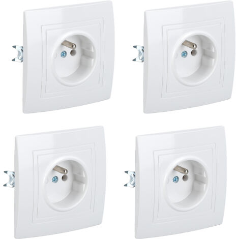 Presa a muro completa da 16 A 220 V - Ideale per ristrutturazioni - Bianca - 82 x 82 mm - 8 pezzi