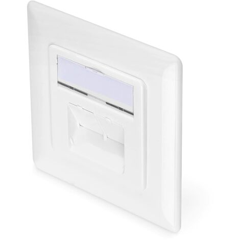 Presa a muro digitus cat6a classe ea schermato 2xrj45 montabile a filo white