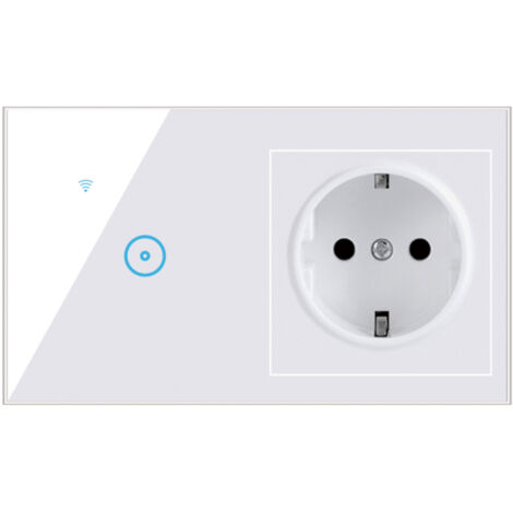Presa a muro Wi-Fi intelligente, 95-250 V, con semplice interruttore a sfioramento. Compatibile con Smart Life, controllo vocale/Assistente Google, standard UE.