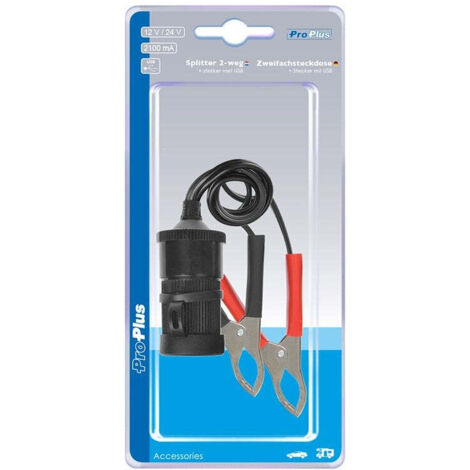 Presa accendisigari con morsetti per batteria 12V/24V-16A in blister