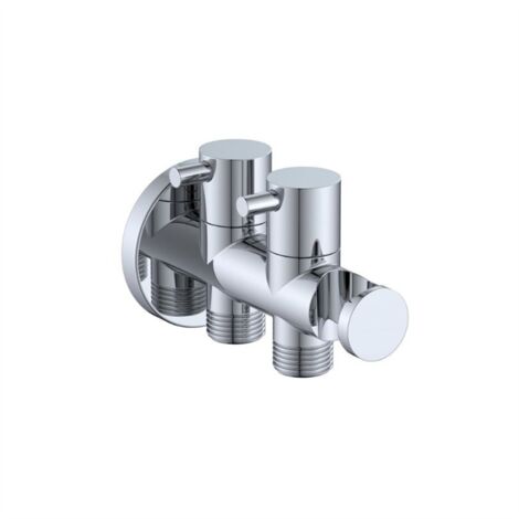 Presa acqua 2 vie tonda con supporto e chiusure cromate   Tecom