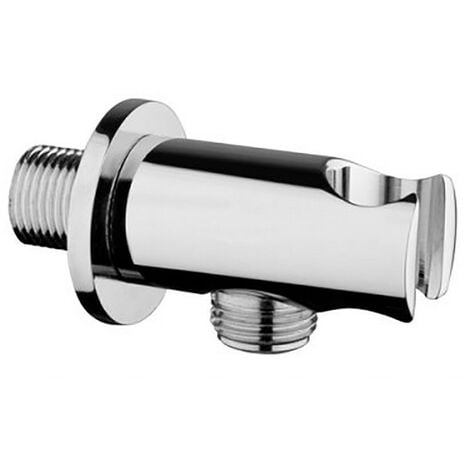 Presa acqua con supporto per doccetta in ottone cromo design tondo