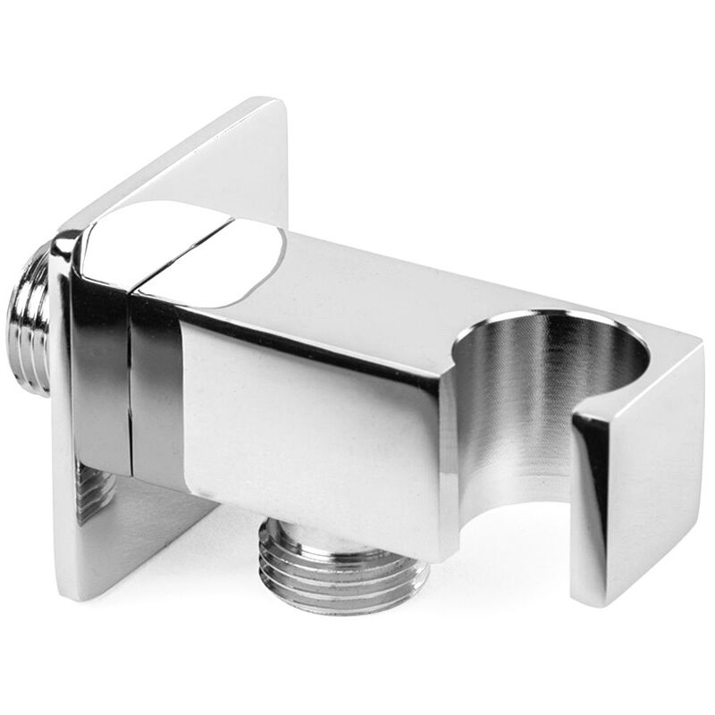 Presa Acqua Con Supporto Per Doccino In Ottone Cromo Design Squadrato