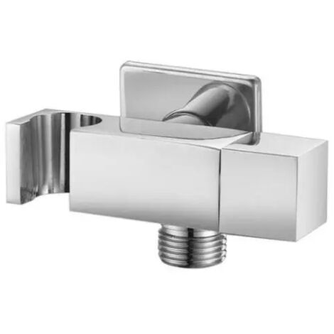 Presa acqua quadra a parete con supporto per doccetta e rubinetto arresto in ottone cromato 1/2" AMBRA WATER
