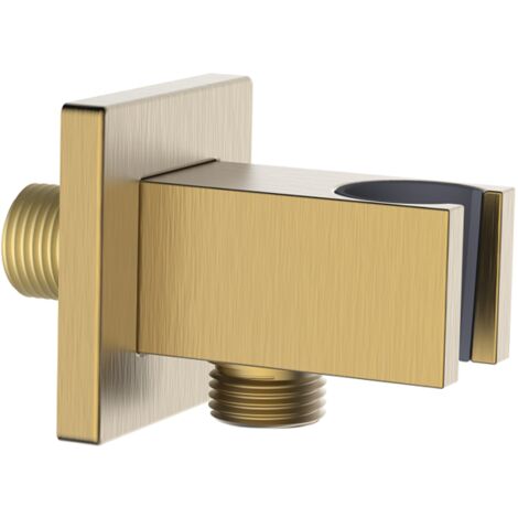 Presa acqua quadrata con supporto doccino in ottone color oro opaco