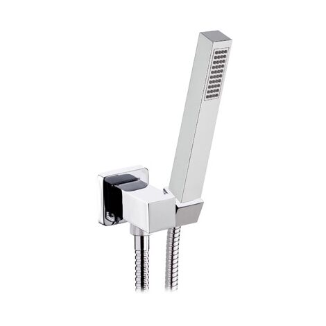 Presa acqua quadrata in ottone con doccetta Polar e flessibile cromo