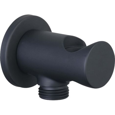 Presa acqua tonda con supporto M1/2" x M1/2" - Colore: Nero opaco