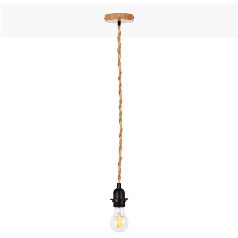 Image of Barcelona Led - Lampada a sospensione in legno e corda per lampadina E27 130cm