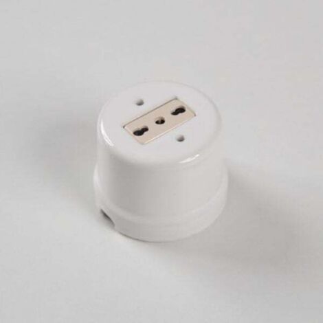 Presa Bipasso 10/16A Porcellana Stile Vintage Bianco - FAI 9009/BIP/BI