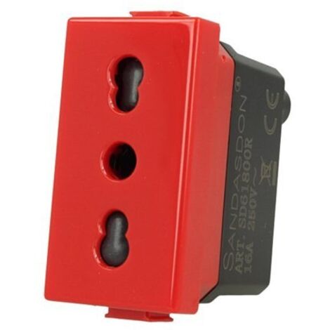 Presa Bipasso 2P+T 16A bivalente P17/11 rosso Compatibile Matix SD61800R