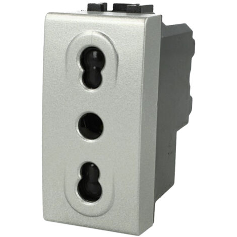Presa Bipasso Bivalente 2P+T 10/16A Silver Tech Grigio Compatibile Living