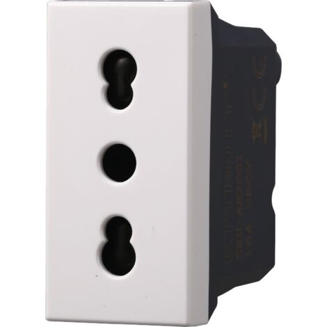 Presa bipasso compatibile Bticino Axolute 2P+T 10/16A 250V colore bianco Ettroit AB2001