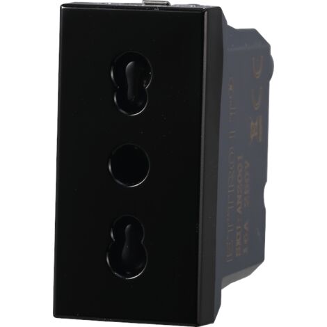 Presa bipasso compatibile Bticino Axolute 2P+T 10/16A 250V colore nero Ettroit AN2001