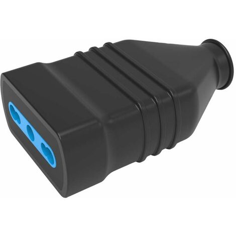Presa bivalente 10/16A 2P + T cavo assiale nero