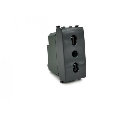 Presa bivalente gem compatibile con vimar plana 14203 16a nero - 618n