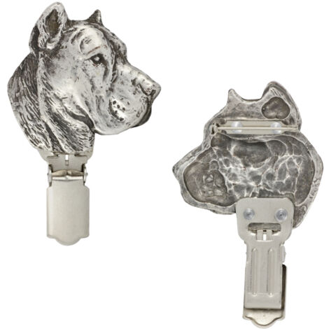 Presa Canario, Kanarenhund - Brosche mit Clip, Startnummernhalter, versilbertes Abzeichen für Hundeausstellungen von Art-Dog
