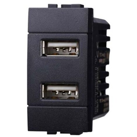 Presa Caricatore doppia USB Type-A compatibile Bticino Livinglight 5Vdc 2.1A colore nero
