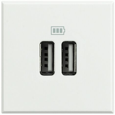 USB/S CHARGER BIANCO QUADRATO, Doppia presa USB ad incasso, Caricatore USB