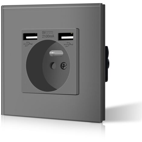 Presa con USB e 1x Tipo C - Presa di Corrente 16A CA - Grigio - Adatta per Smartphone, Tablet