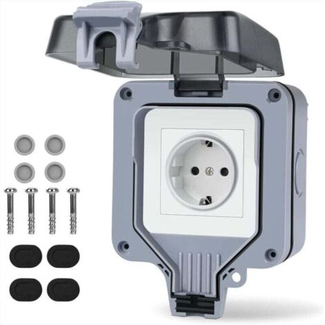 Presa da esterno unidirezionale, IP66, con contatto di protezione, resistente alle intemperie e montaggio in superficie.