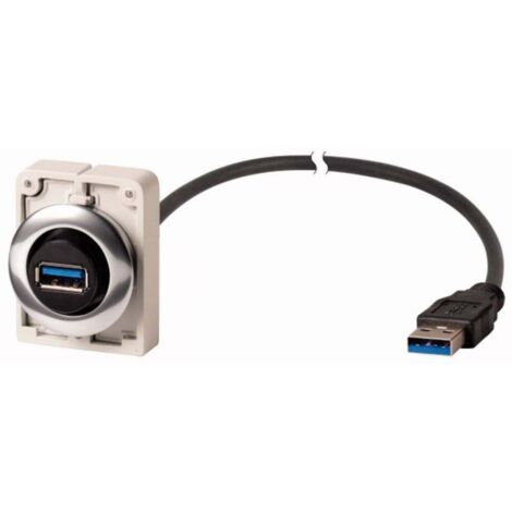 Presa da incasso, 1,5 m, cavo confezionato con spina USB 3.0, tipo A, anello frontale in metallo Presa M30C-FUSB-60 Y7-