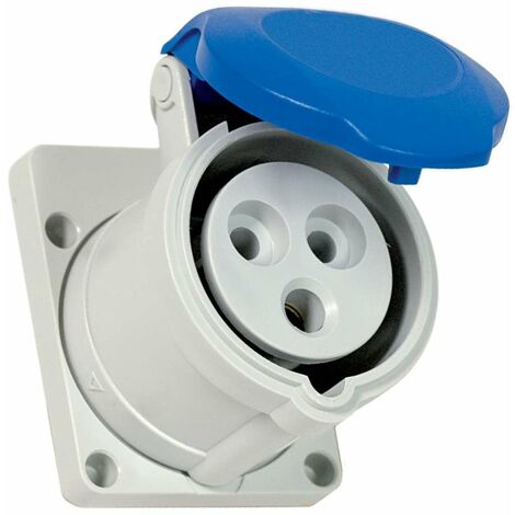Presa da incasso 2P+T 16A 230V 6h, IP44, flangia ridotta, colore grigio