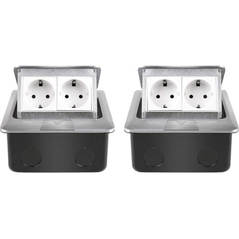 Presa da incasso, presa da pavimento da incasso, 2 prese in lega di alluminio retrattili, presa da piano di lavoro, multipresa adatta per cucina, camera da letto, uffici 2 pezzi