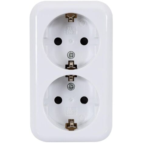 Presa da Superficie Doppia Tipo F Schuko  Bianco