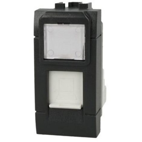 Presa Dati RJ45 CAT5E Nero Con Coperchio Compatibile Bticino Living