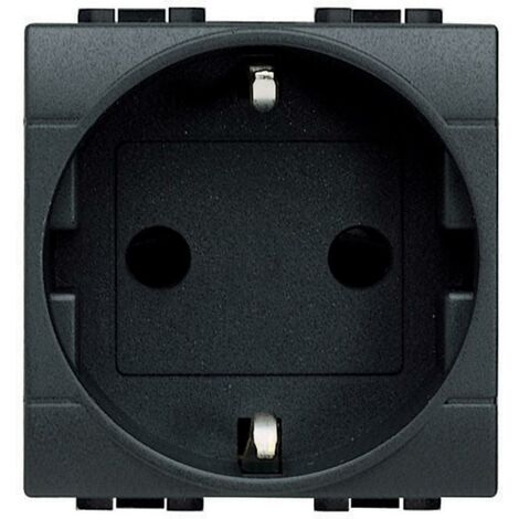 Presa di Corrente 2P+T 2 Moduli 16A 250V AC Attacco a Vite BTicino Living Light L4141  Antracite