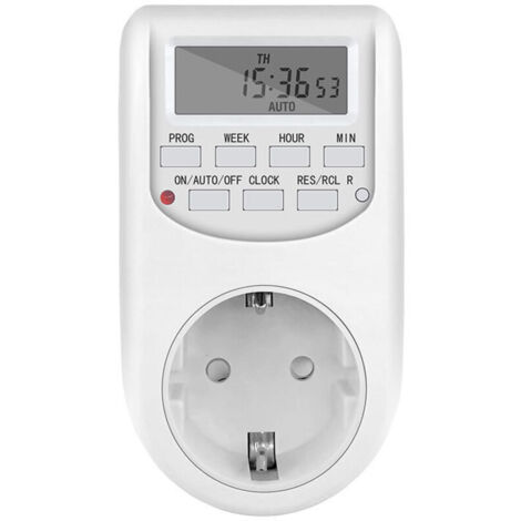 Presa di corrente con timer LCD - Programmatore 24 ore/settimana, 16 cicli ripetitivi, per luci ed elettrodomestici